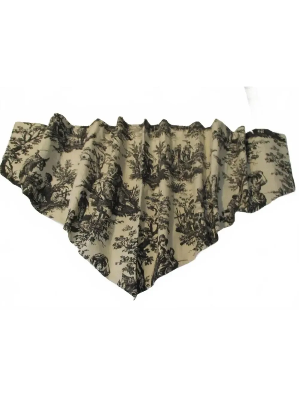 Vintage Waverly Home Classics Black and White Toile Ascot Window Valance Curtain